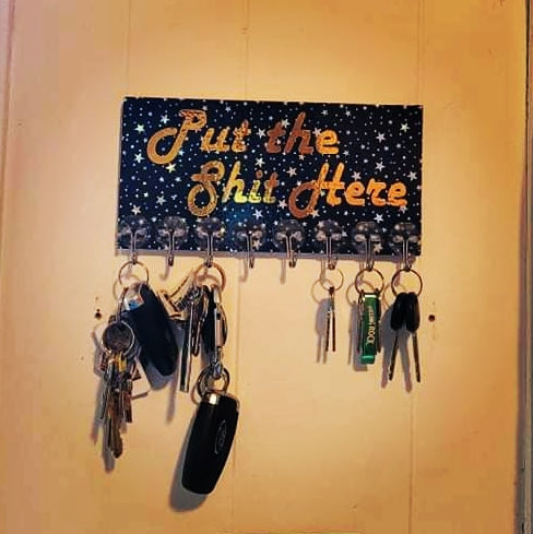 8 Hook Key Holder Wall Rack Put the Shit Here